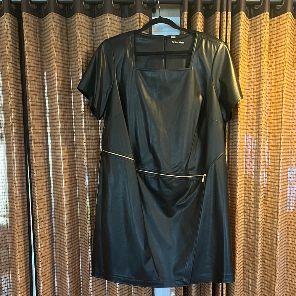 Calvin Klein Black Faux Leather Dress